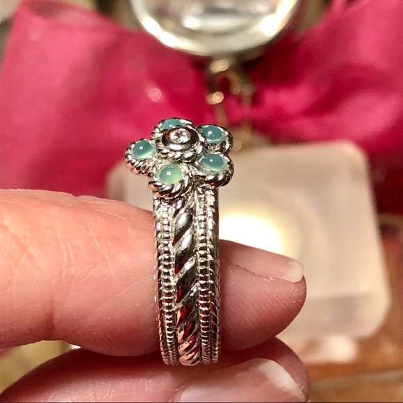 JUDITH RIPKA JADE OR OPAL FLOWER➕DMQ CENTER RING - Picture 4 of 14